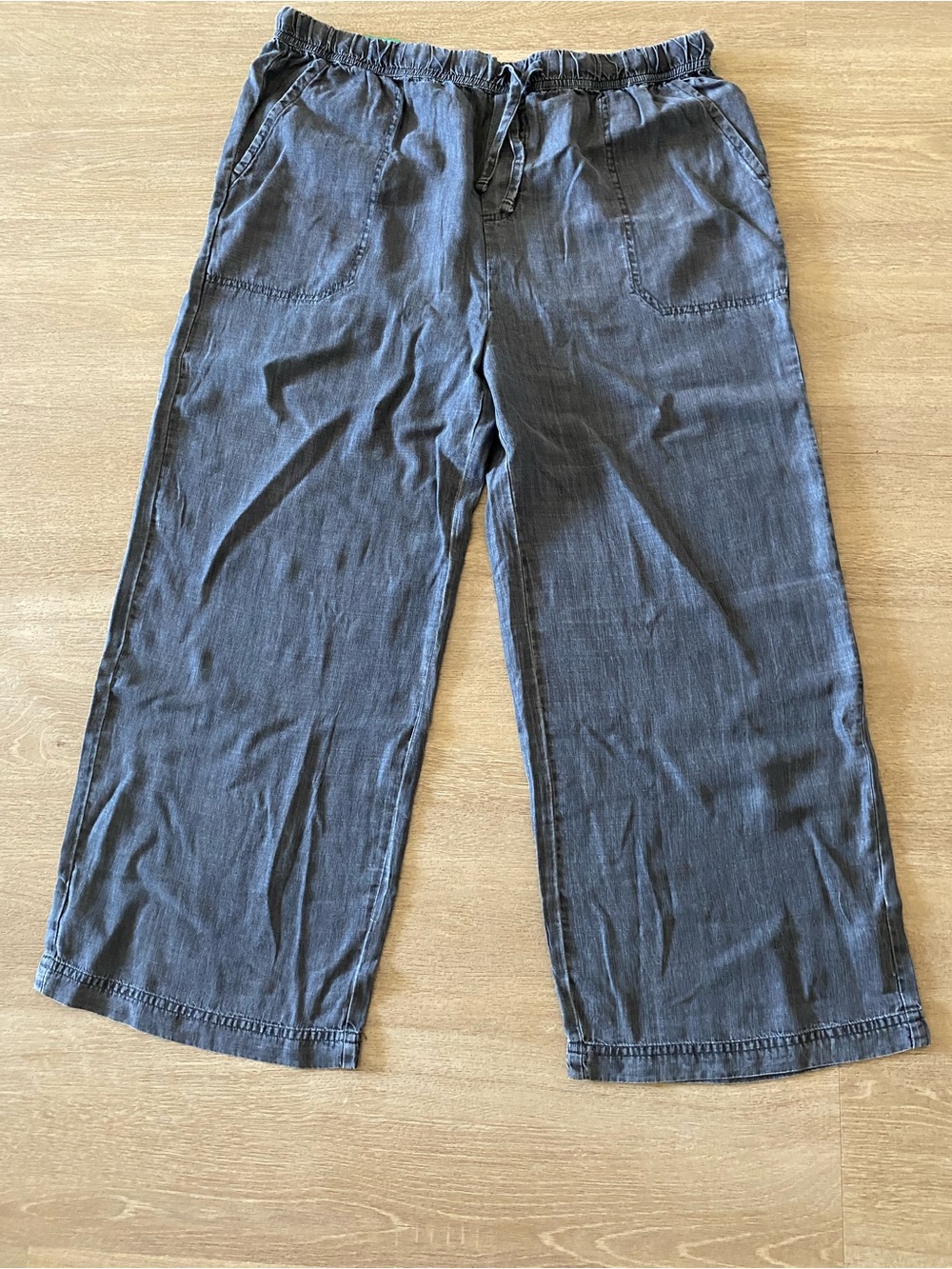 Splendid Casual Drawstring Wide-Leg Pants - Charcoal